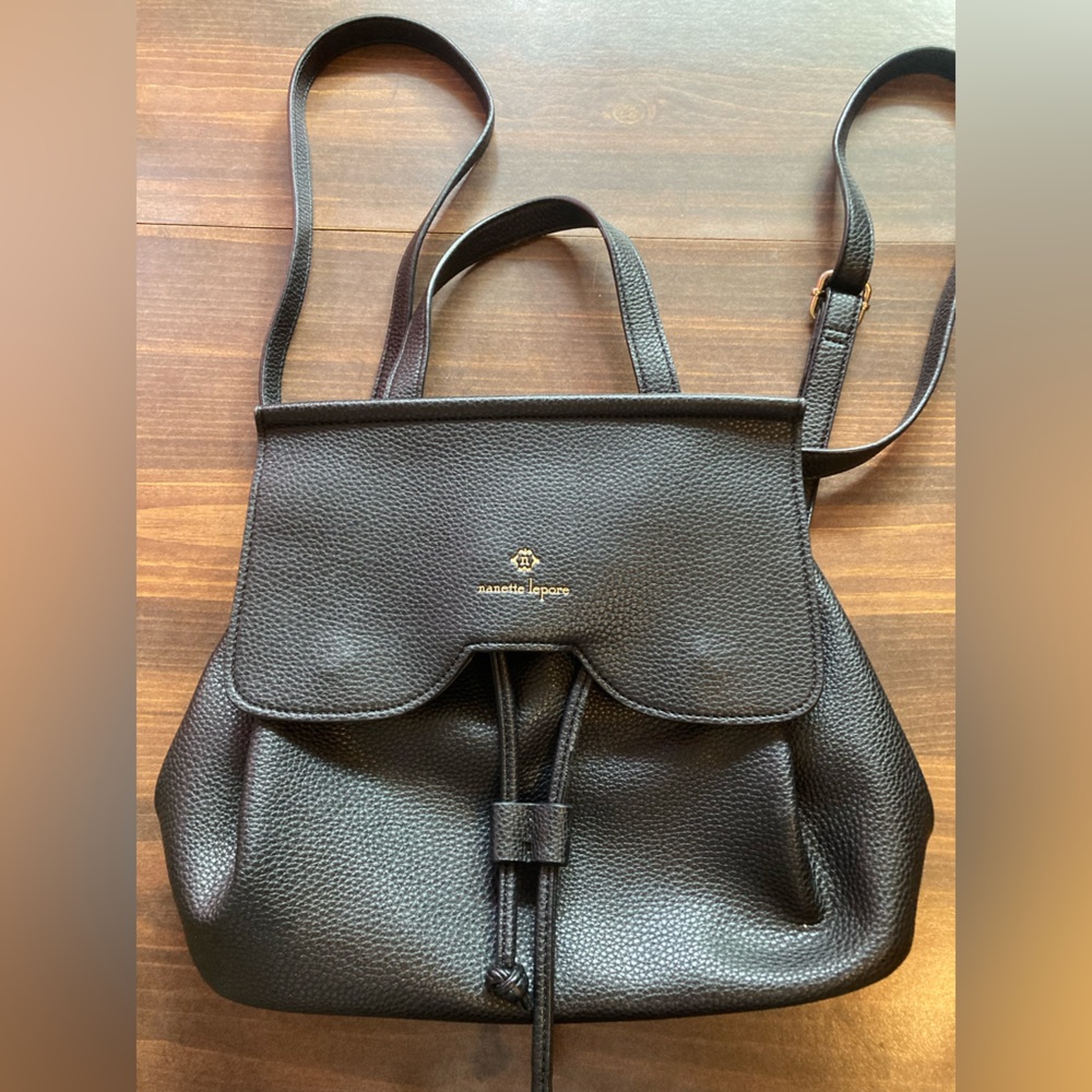 Nanette Lepore faux leather crossbody bag/backpack.